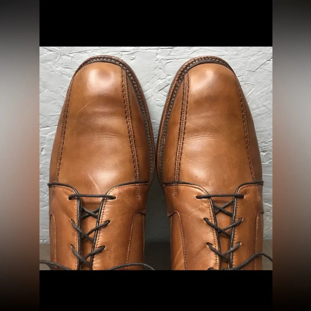 Allen Edmonds Hillcrest Men's Derby Shoes Tan Brown Leather Size 14D Made in USA